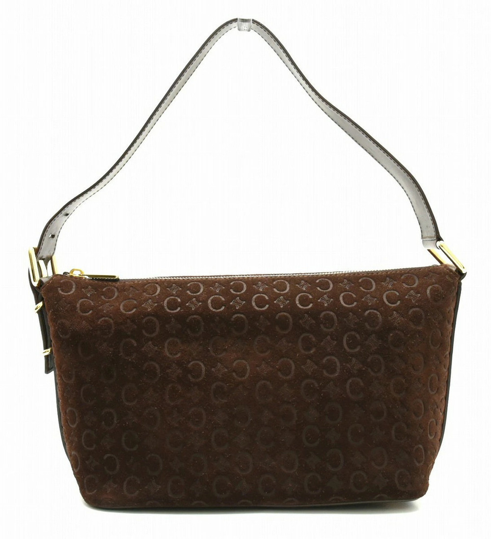 Celine C Blazon Macadam Hobo Bag Suede Leather Brown